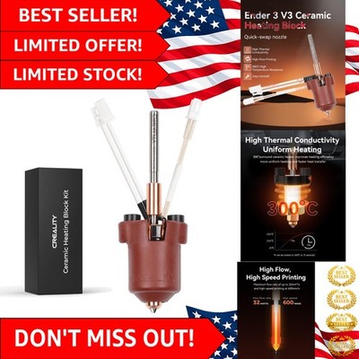 Ender 3 V3 Plus Ceramic Heating Block Kit with All-Metal Nozzle & 300°C Support