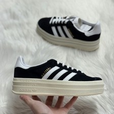 Adidas Gazelle Bold Core Black White Womens HQ6912 NEW Multi Sz