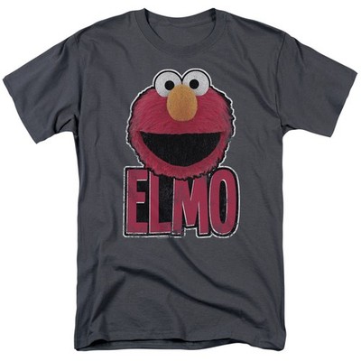 Sesamstraße - Elmo Lächeln - Erwachsenen Unisex Kurzarm T-Shirt - Grau