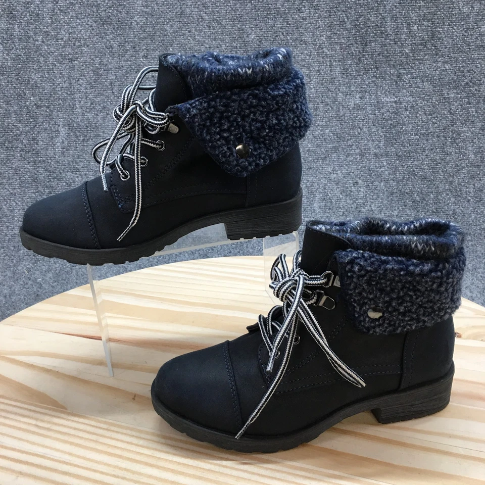 Botas de Montaña Blancas Para Mujer 5 M Sandro Suéter Puño Combate Azul Con Cordones Comodidad Foto 2 de 4