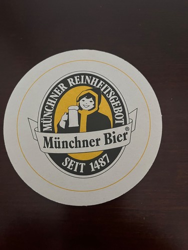 MUNCHNER REINHEITSGEBOT BIER, AUGUSTINER COASTER Mat Munich Free Shipping