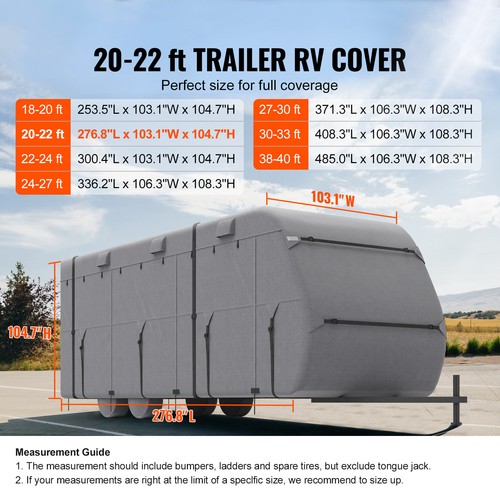 Trailer Travel RV Cover 20-22 ft Class A Camper Cover Non-Woven Fabric - Picture 2 of 12