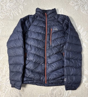 LL Bean Ultralight 850 Down Jacket Mens Navy Small Stowaway DownTek Flaw Read