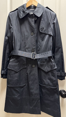 DKNY Women's Navy Blue Trench Coat XS Warm Thick, Good For Winter, Fall, Spring