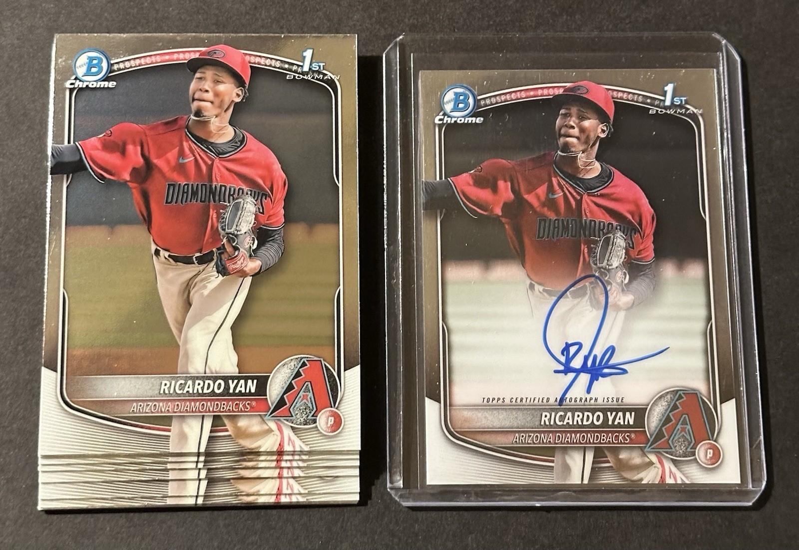 2025 BOWMAN CPA-RY RICARDO YAN CHROME BASE AUTO DIAMONDBACKS + 9 CHROME BASE