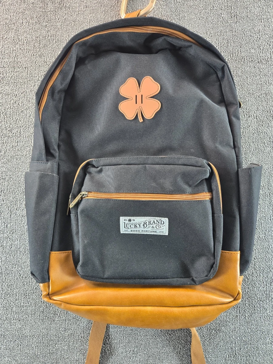 LYCKY BRAND “Good Fortune” Laptop Backpack Orange with Brown Accents Clover Logo Lucky Brand Backpack Bags for Men for sale | eBay main image 4
