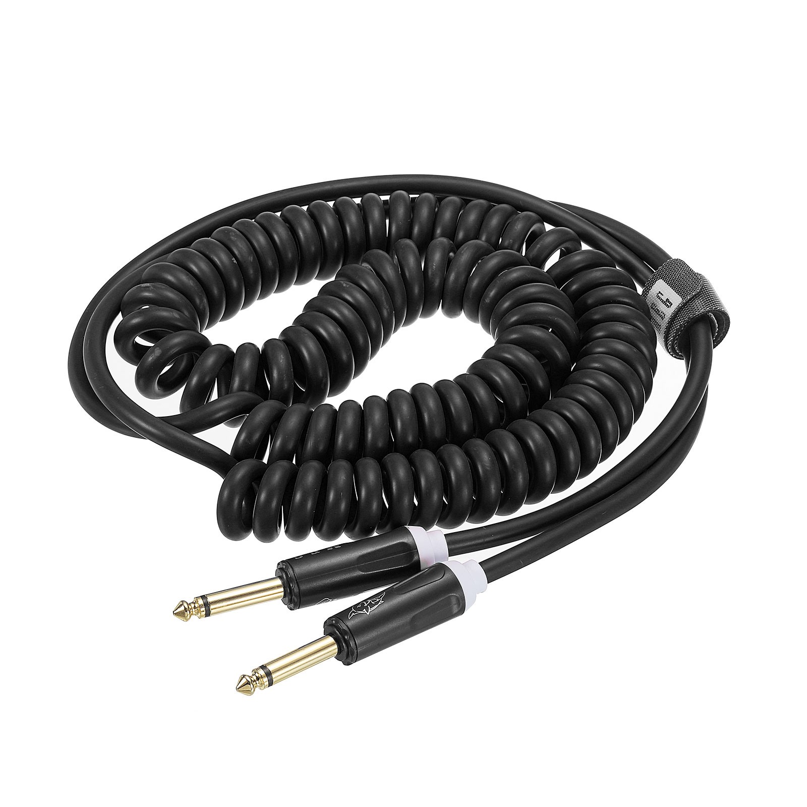 Guitar Instrument Cable 16.4 Feet 1/4" Straight to Straight Angle Curly Black