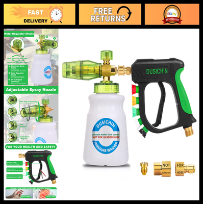 #ad High Pressure Washer Gun amp; Foam Cannon Kit 4000 PSI 5 Nozzle Tips 1L Bottle $53.99