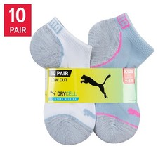 Puma Kid's Low Cut Socks 10 Pair DryCELL Moisture Wicking Size: 9-3.5 Multicolor