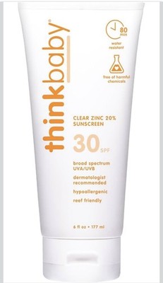Sunscreen SPF 30 Clear Zinc 20% Mineral Sunscreen Water Resistan