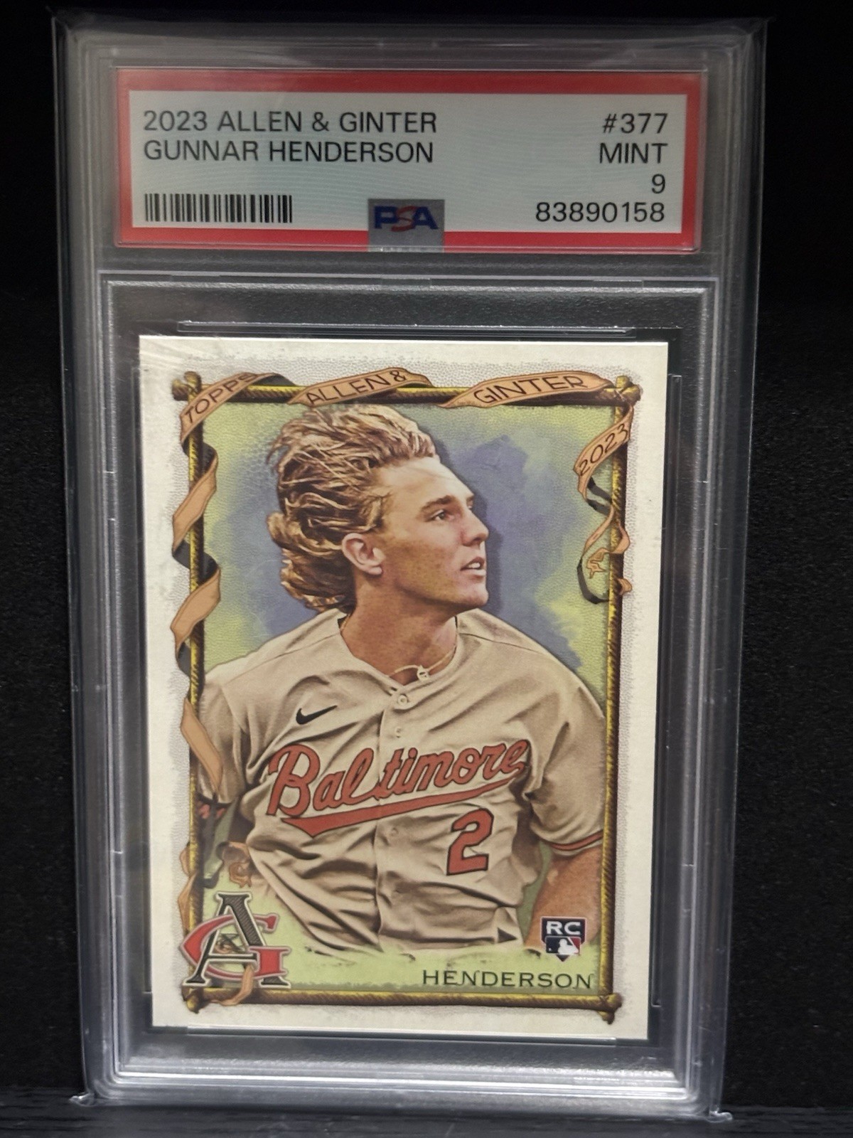 Gunnar Henderson 2023 Topps Allen & Ginter Rookie SP #377 RC ORIOLES - PSA 9 view 1