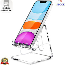 Crpich Acrylic Cell Phone Stand, Portable Clear Phone Stand for Desk, Compatible