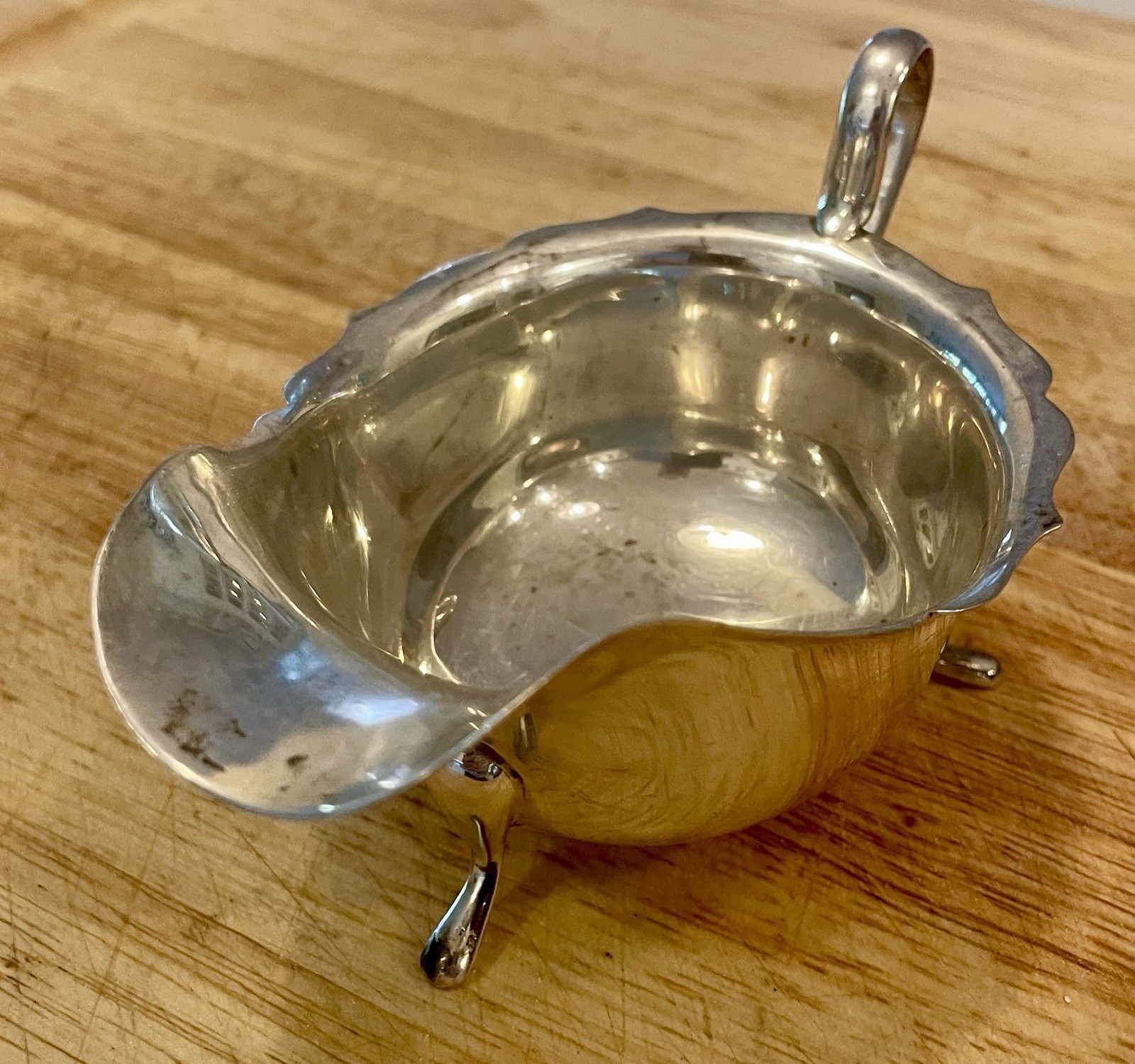 Sterling Silver Sauce Boat 3 Footed Sheffield 1932 Pinder Vines & Co 4.7 Oz