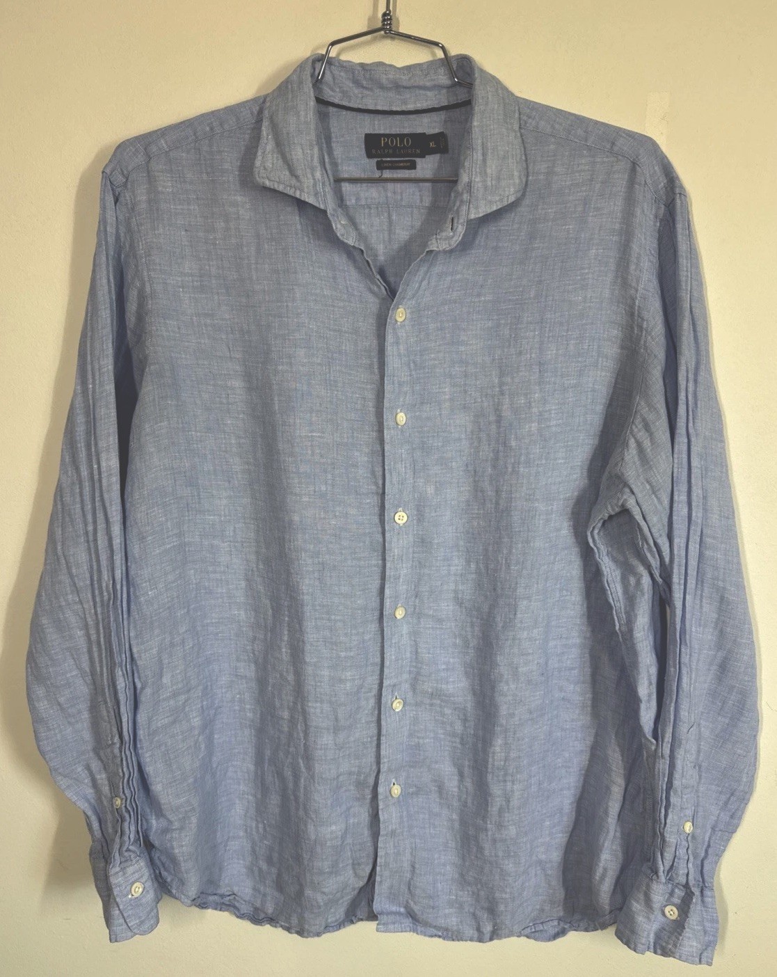 Polo Ralph Lauren Men's XL 100% Linen Chambray Long Sleeve Button-Up Shirt