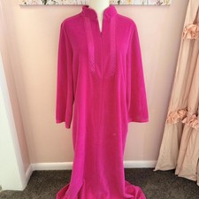 Vintage Vanity Fair Hot Pink Velour Maxi Lounge Dress – M