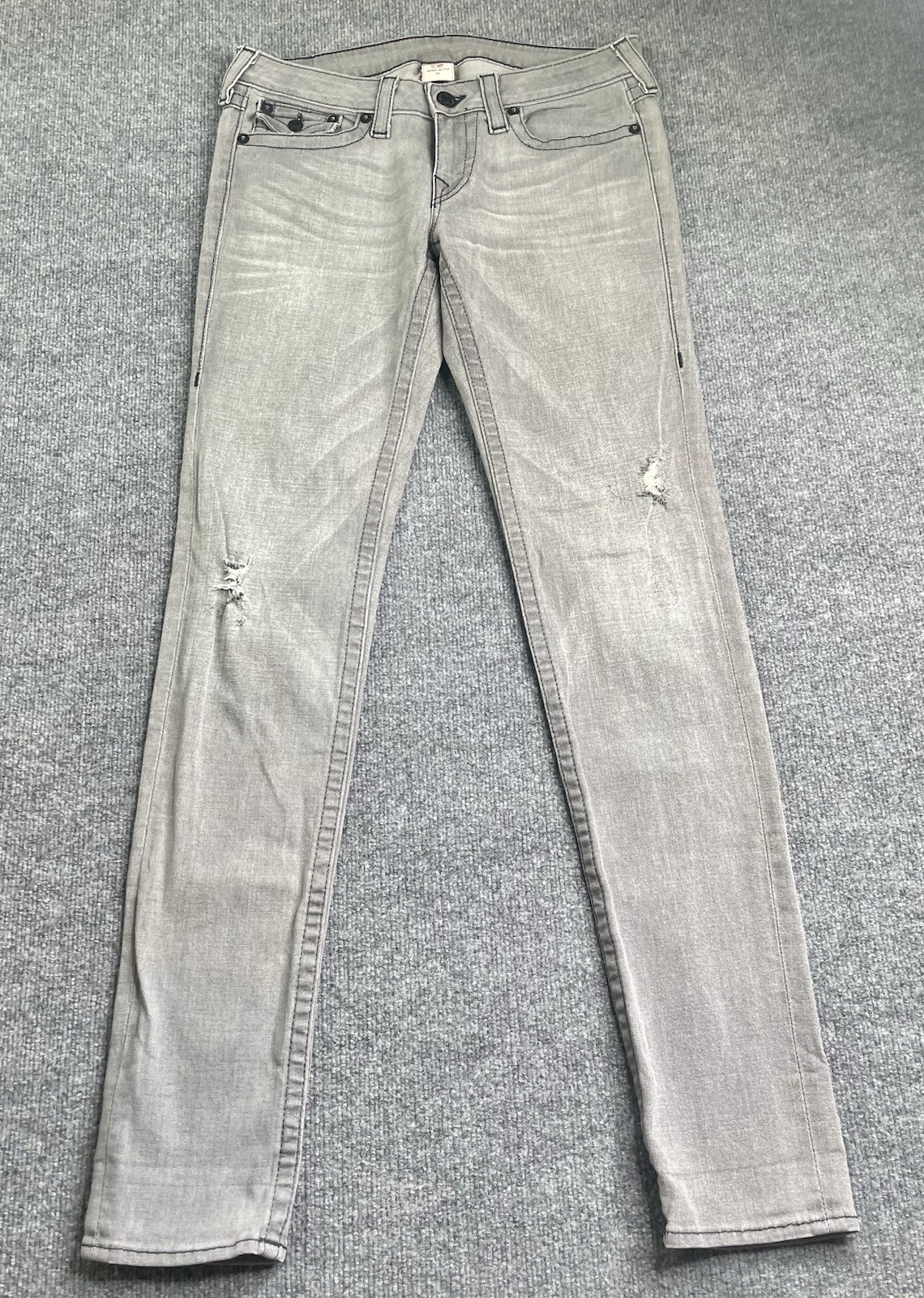 true religion jeans julie Women’s 31 Distressed Gray Skinny thumbnail 2