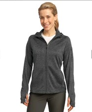 NEW! Sport-Tek Ladies Tech Fleece Full-Zip Hooded Jacket - Graphite Heather Sz-M