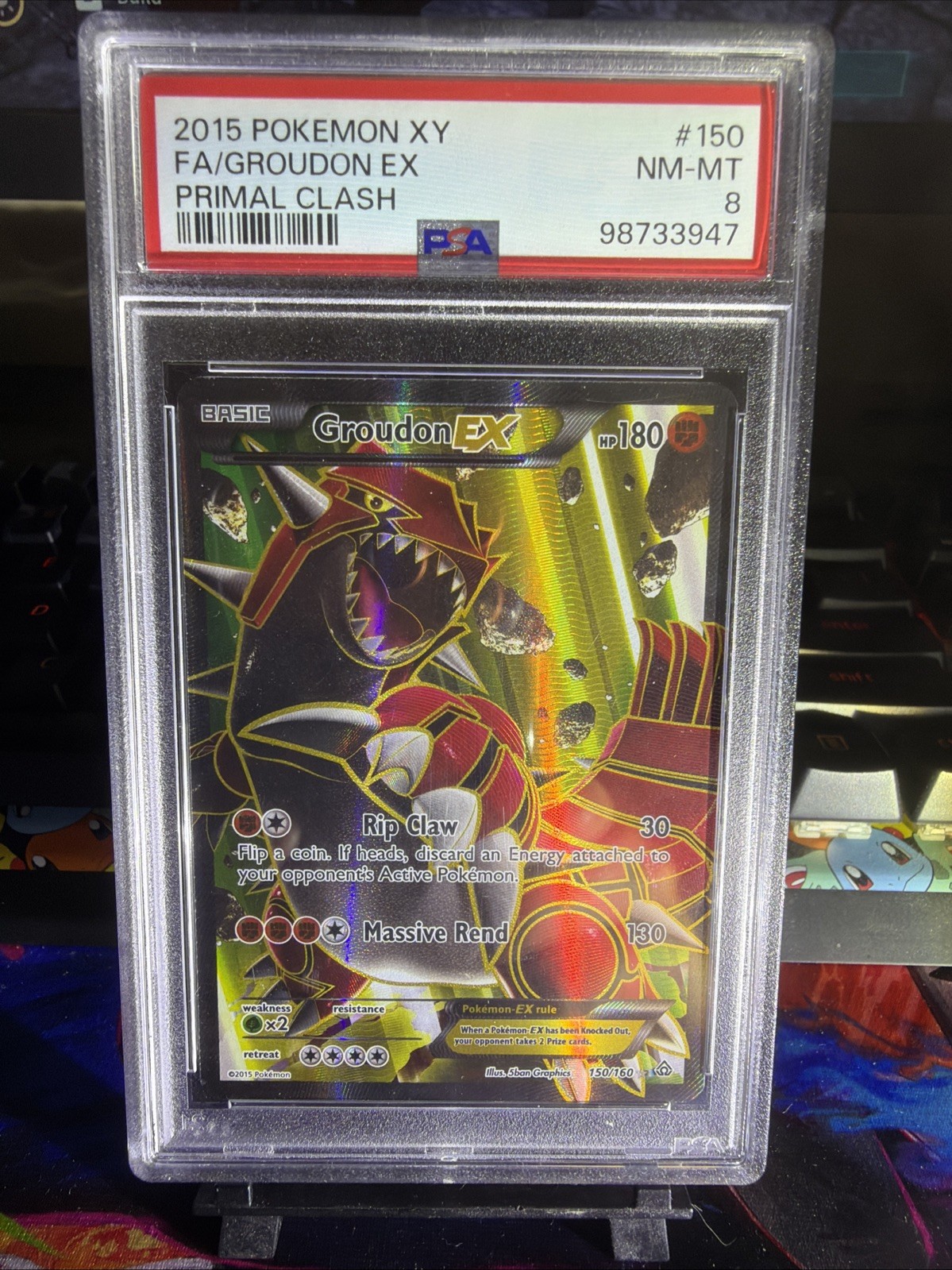 2015 Pokemon XY FA Groudon EX Primal Clash #150 PSA 8