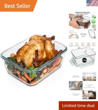 Airtight & Leakproof 112 oz Glass Casserole Container - Meal Prep Essential