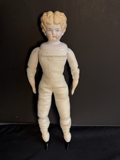 Antique German Blonde China Head Doll Low Brow Curls On Top - 20  - Exc Cond