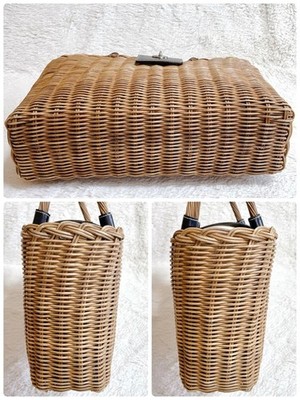Vhtf Burberry Nova Check Turnlock Basket Bag Straw Women Bag