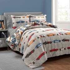 Race Cars Reversible Oversized With Printed Sheet 5 Piece Comforter Set, Twin...