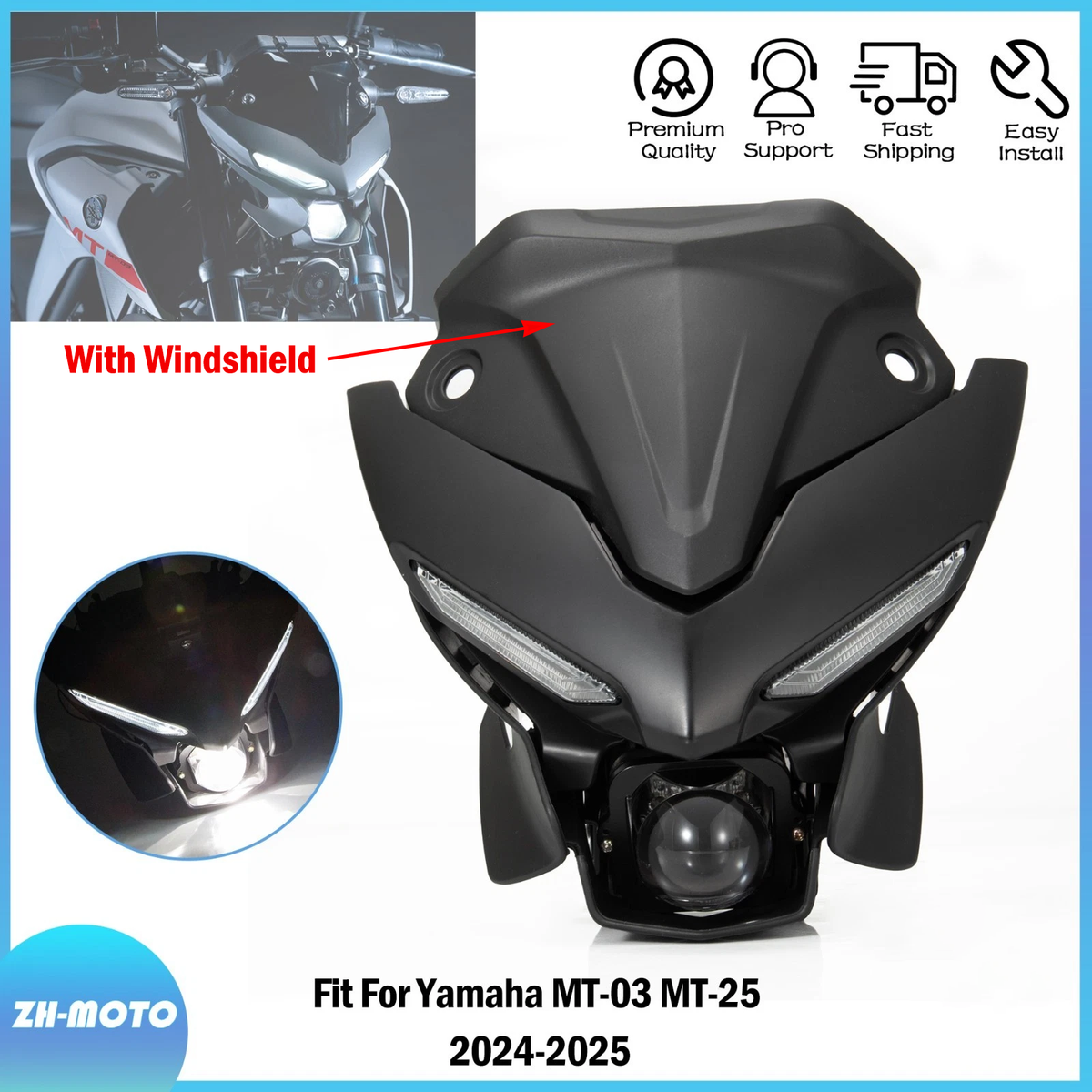 Headlight Assembly Headlamp Fit for Yamaha MT03 MT 03 2020-2025