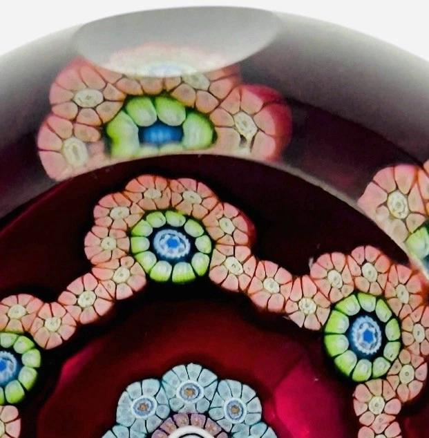 Perthshire Paperweight 1985 PP32 Q Ltd Ed Miniature Millefiore Faceted Ruby Red - Image 3 of 4