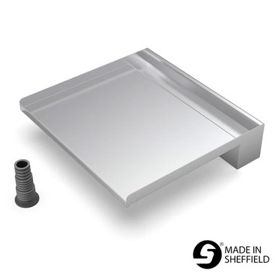 500 mm Edelstahl Wasserfall Wasserklinge Kaskade 300 mm Auslauf - Rückeinlass