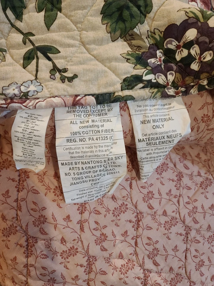 Edredón Pottery Barn Adelise Floral Algodón Lino King/Cali País Francés Foto 4 de 4