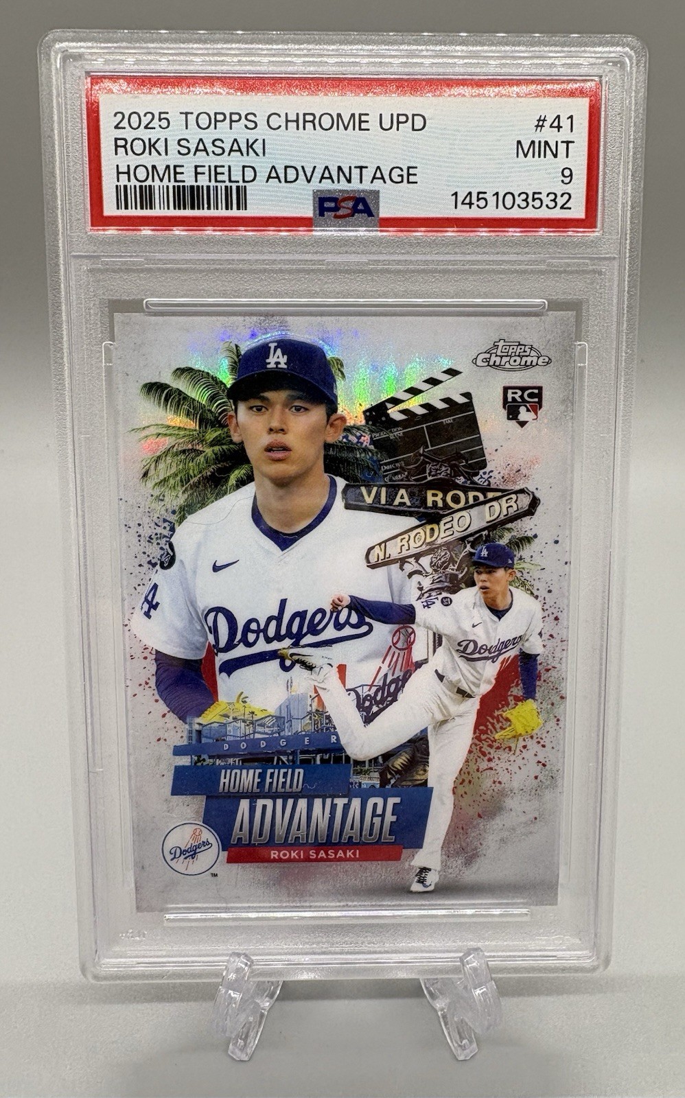 2025 Topps Chrome Update Home Field Advantage #HA-41 Roki Sasaki RC PSA 9 Graded