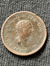 RARE GB  1806 SOHO MINT   - &frac12; Penny / Half Penny - King George III 4th Issue