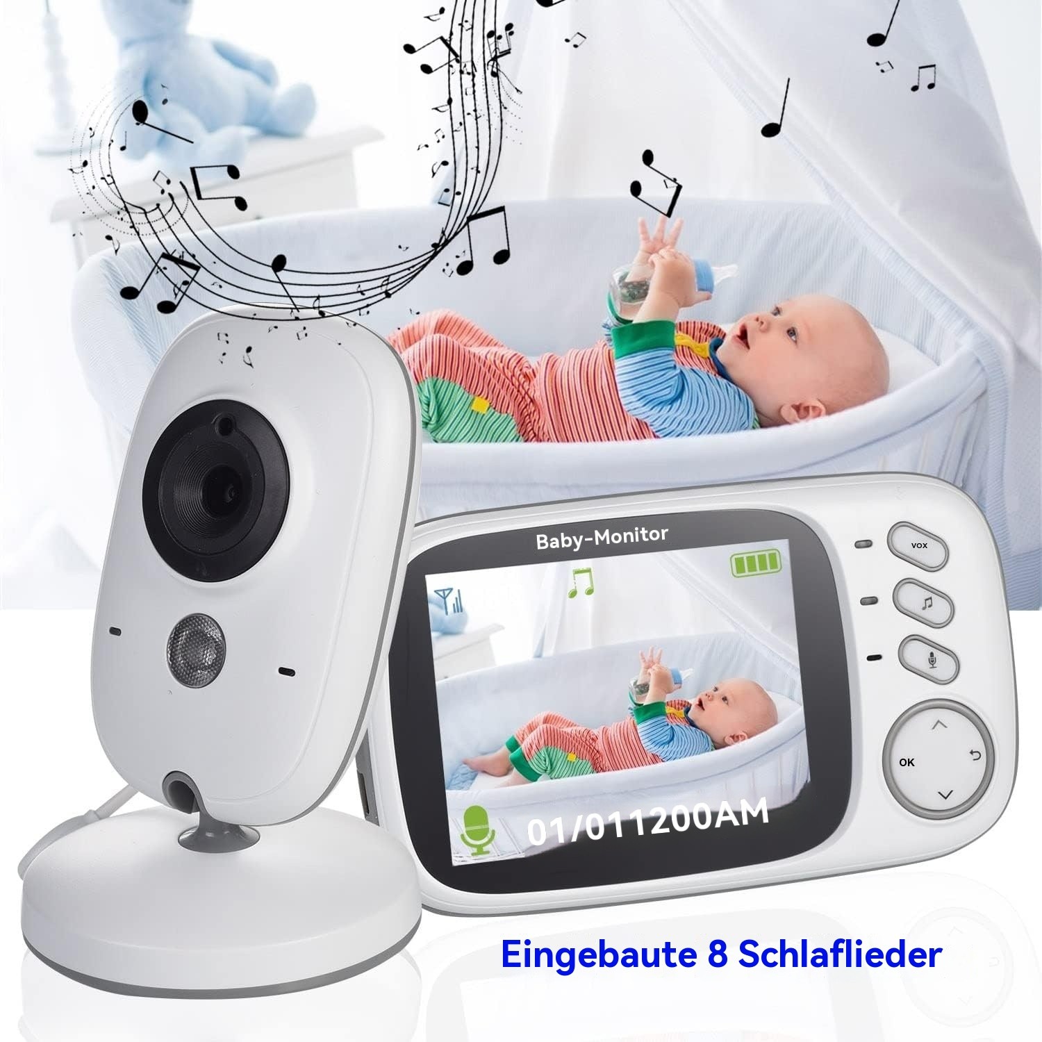3,2 Zoll Babyphone mit Kamera Baby Kamera Baby Monitor with Camera Nachtsicht 