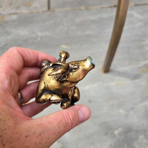 Chinese Antique Gilt Bronze Water Dropper Scroll weight Boy on Ox Ming / Qing - Picture 8 of 24