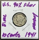 1941 - 10C Mercury Dime / 90% Silver Coin.