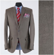 Mens Linen Blazer 38R UK Size H&M Light Brown Sport Coat Summer Jacket
