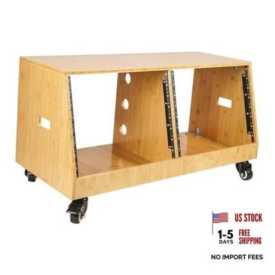 DIY 2 x 8U Slanted Studio Rack with Solid Carbonized 2 x 8U, Carbonized Bamboo