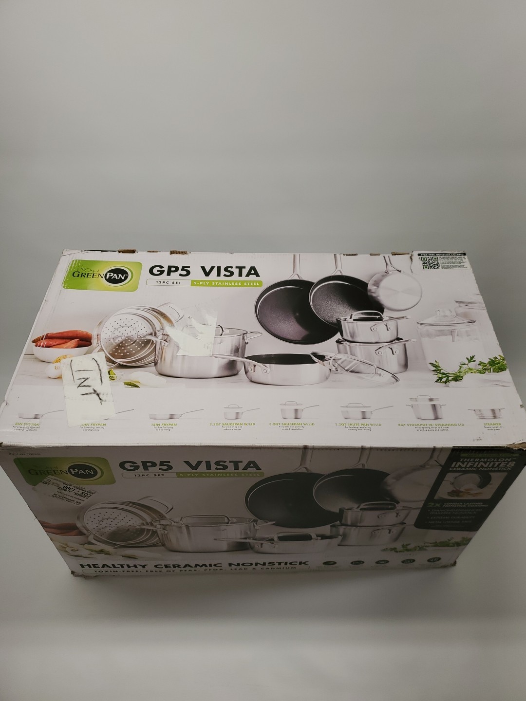 Green Pan 12-Piece GP5 VIST- 12PC Set Stainless Steel Cookware - Induction