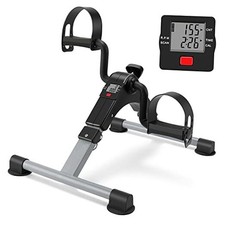 Folding Exercise Bike Pedal Exerciser Portable Desk Bike with LCD Display GRAY