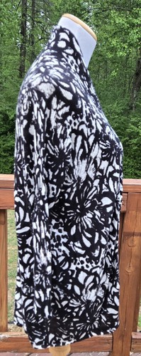 Chico’s Womens Open Cardigan Sz 3 Linen Blend Black Cream Floral Classic - 第 4/13 張圖片