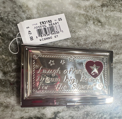 Brighton Joyful Heart Silver Tone Metal Business Card Case E93150 NEW