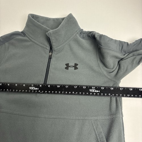 Under Armour Boys Youth Large Pullover Fleece Jacket Collar 1/4 Zip Gray Winter - Picture 6 of 8
