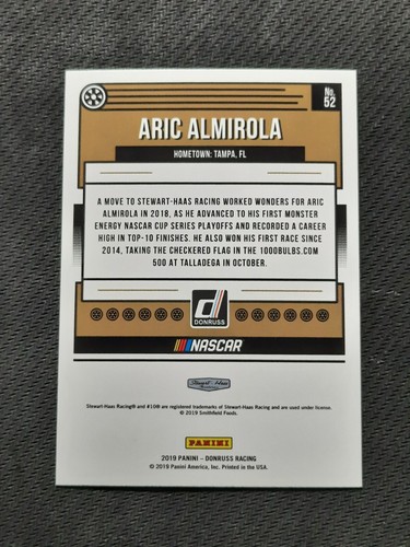 2019 Donruss #52 Aric Almirola - Picture 2 of 8