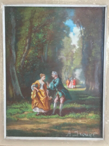 pastel style XVIIIe signé BROUET  19e tableau peinture ancien vintage antique - Photo 1/8