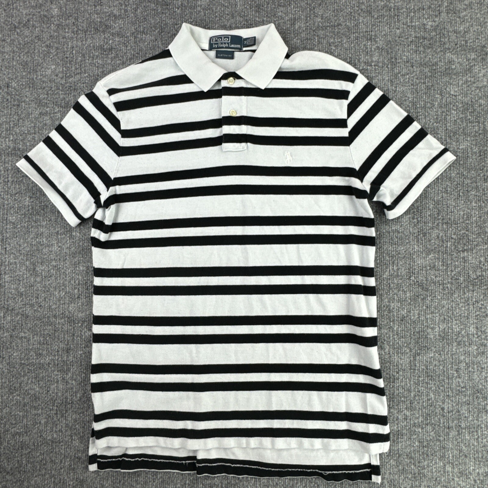 Polo Ralph Lauren camicia uomo M vestibilità personalizzata righe bianco pony cotone colletto