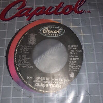 GLASS TIGER 45 '' Don't Forget Me (When I'm Gone) '' CAPITOL Canada 1986'