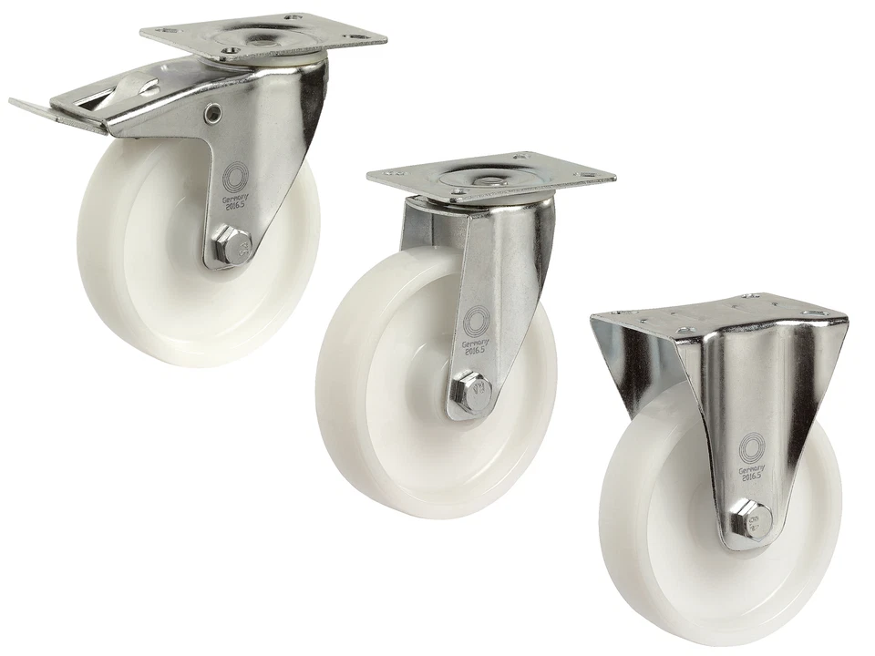 BS-ROLLEN GERMANY Polyamid Schwerlastrollen 80 100 125 150 250 mm Transport Rolle Brems Lenk Bock