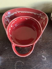 LTD Commodities Stoneware Red & Tan Drip Glaze Soup Cracker Bowl/Chip/Dip/Dish