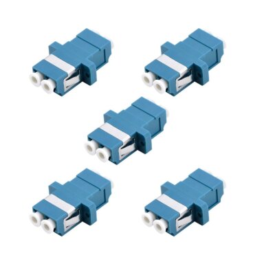 Lc Fiber Optic Adapter Lc To Lc Duplex Singlemode Coupler 5 Pack Blue