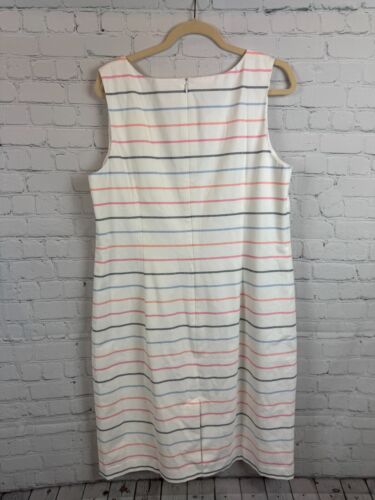 TALBOTS cotton white striped sleeveless bodycon sheath dress size 16 NWT - Picture 4 of 9
